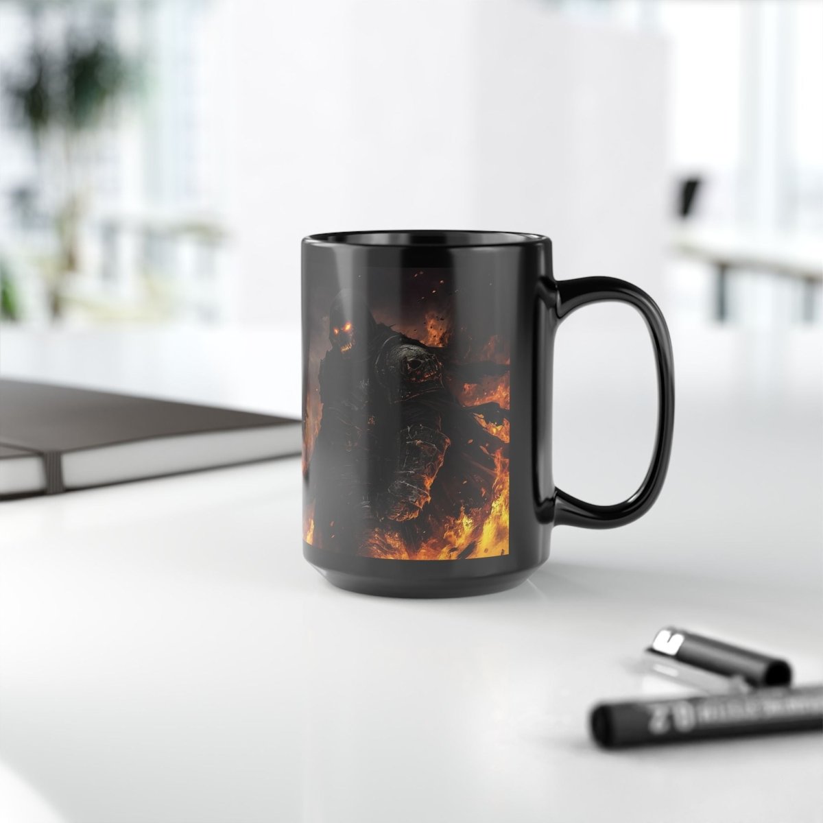 ☠️ Hellfire Knight Black Mug – Apocalyptic Dark Fantasy - Elegant Deer