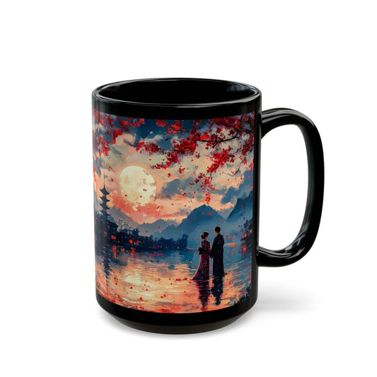 Japanese Traditional Style Valentine's Coffee Mug 15oz - Elegant Deer