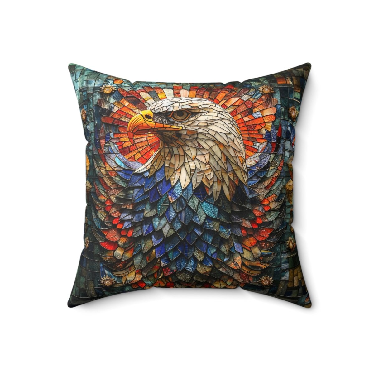 Luxury Decorative Pillow with Eagle Stained Glass Design - Elegant Deer