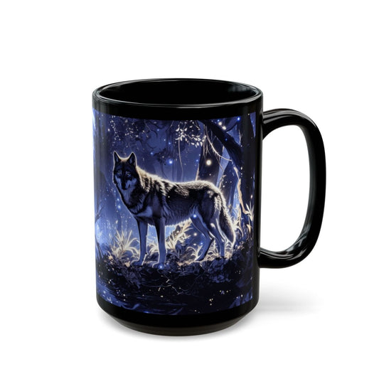 Mystical Wolf Mug with Moonlight 15oz - Elegant Deer
