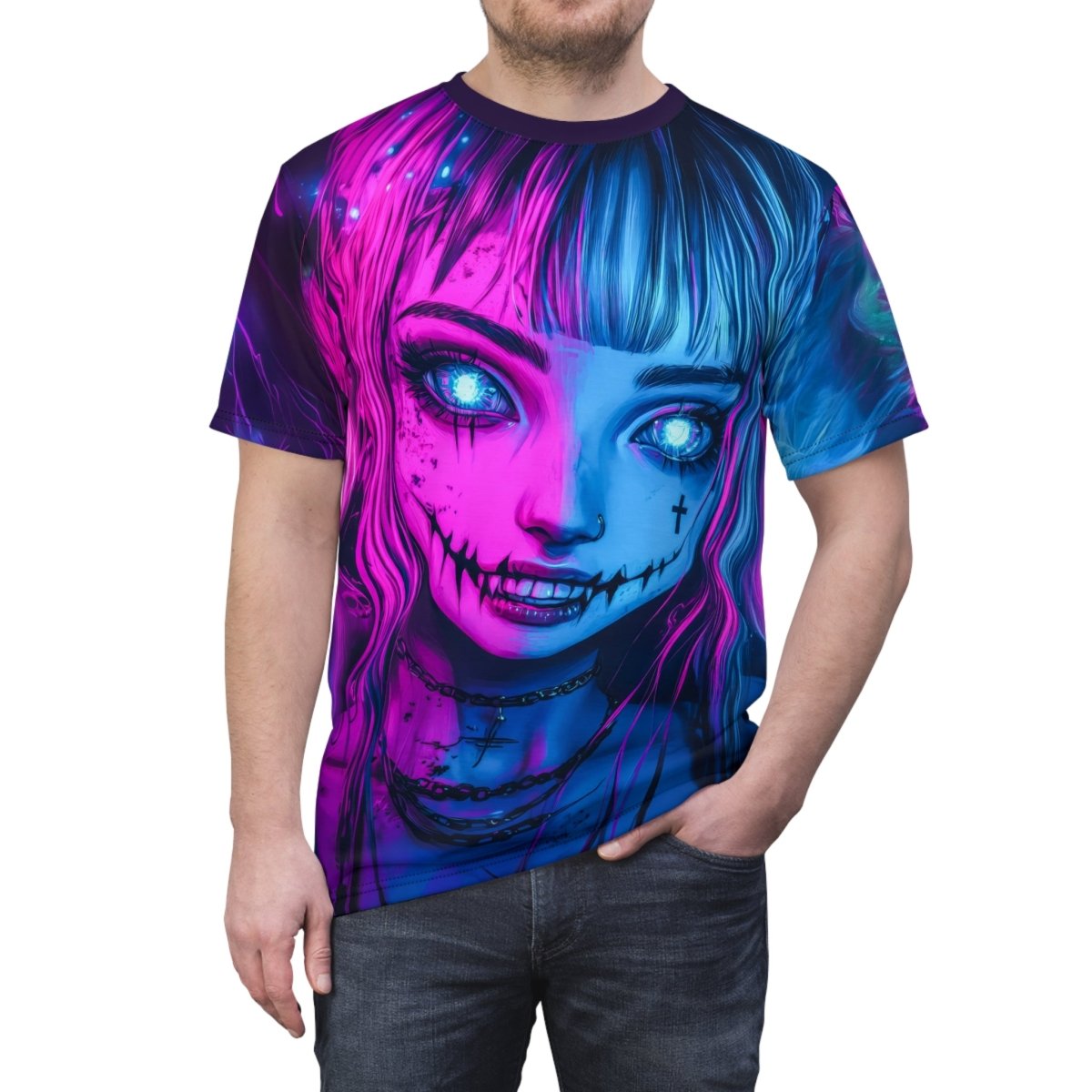 Neon Vampire - Dual - Sided AOP T-Shirt - Elegant Deer