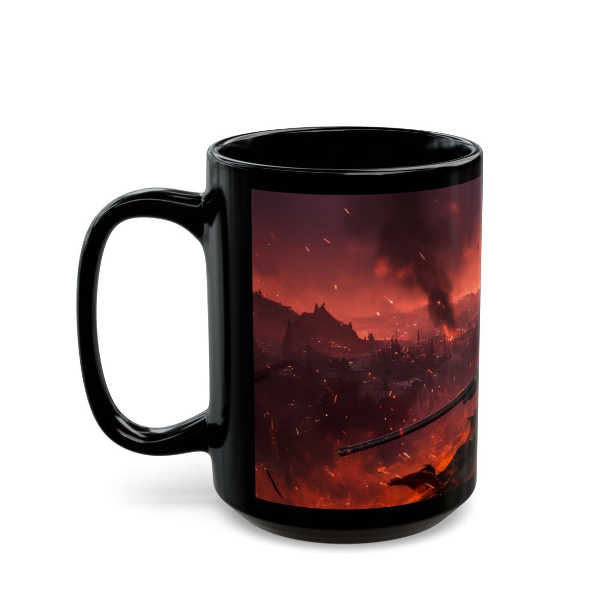 🎯 Post - Apocalyptic Sniper Black Mug – Dystopian Wasteland Warrior - Elegant Deer