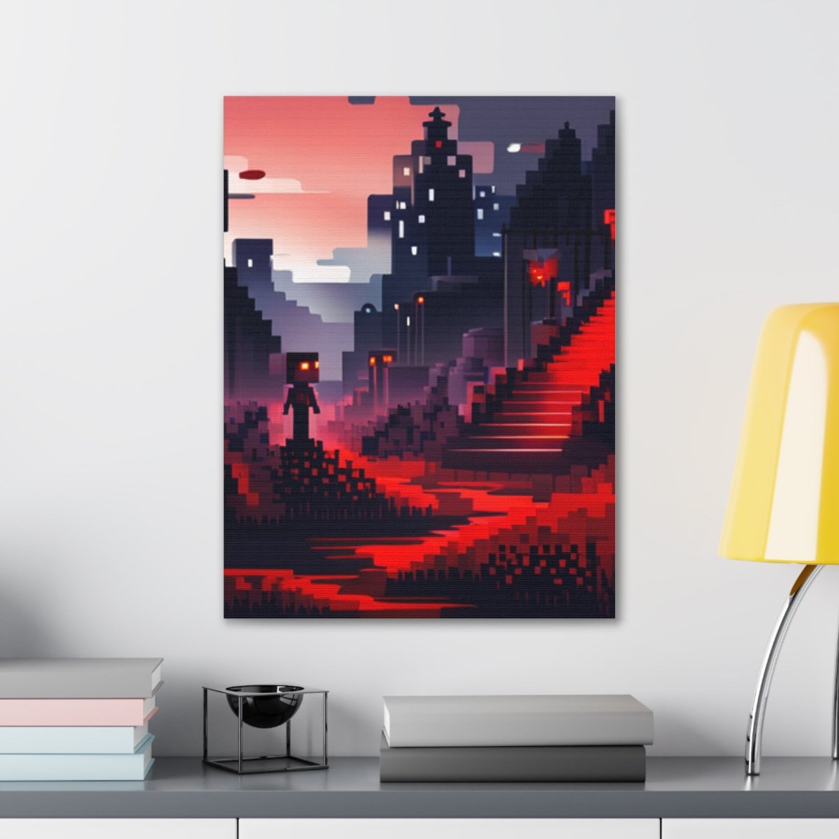 Red Creepy Castle Canvas Poster - Elegant Deer
