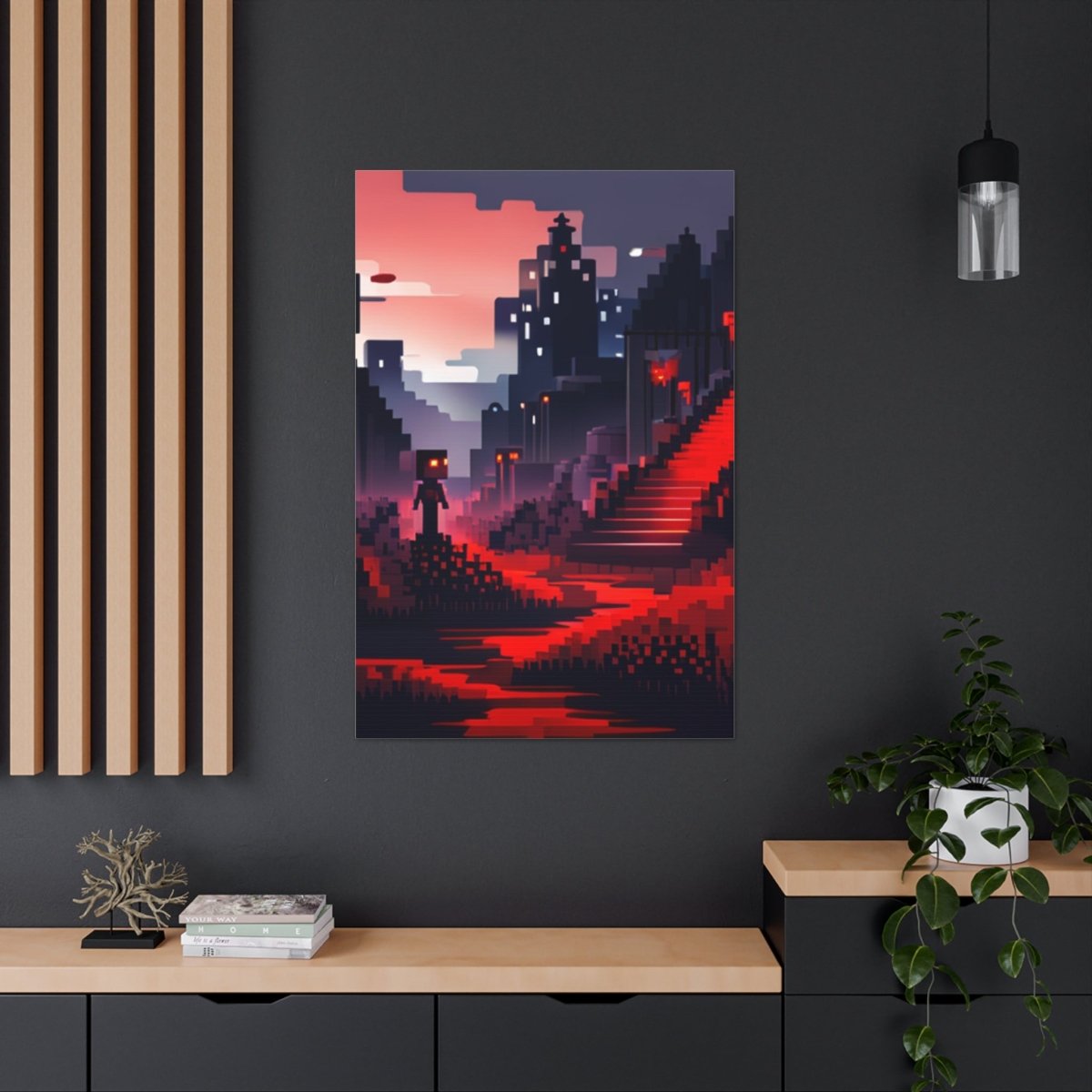Red Creepy Castle Canvas Poster - Elegant Deer