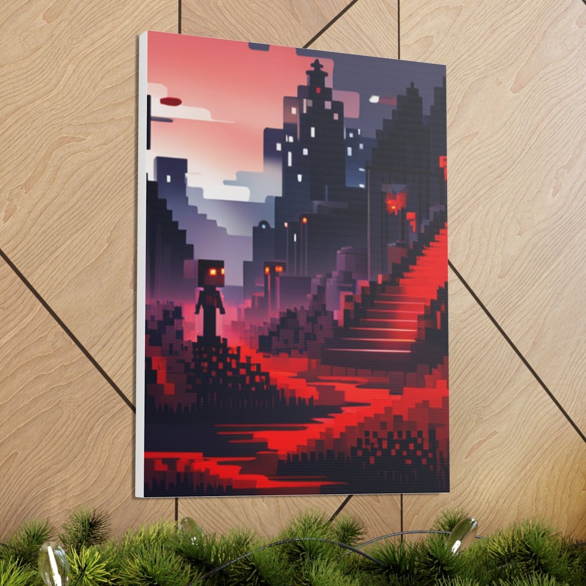 Red Creepy Castle Canvas Poster - Elegant Deer