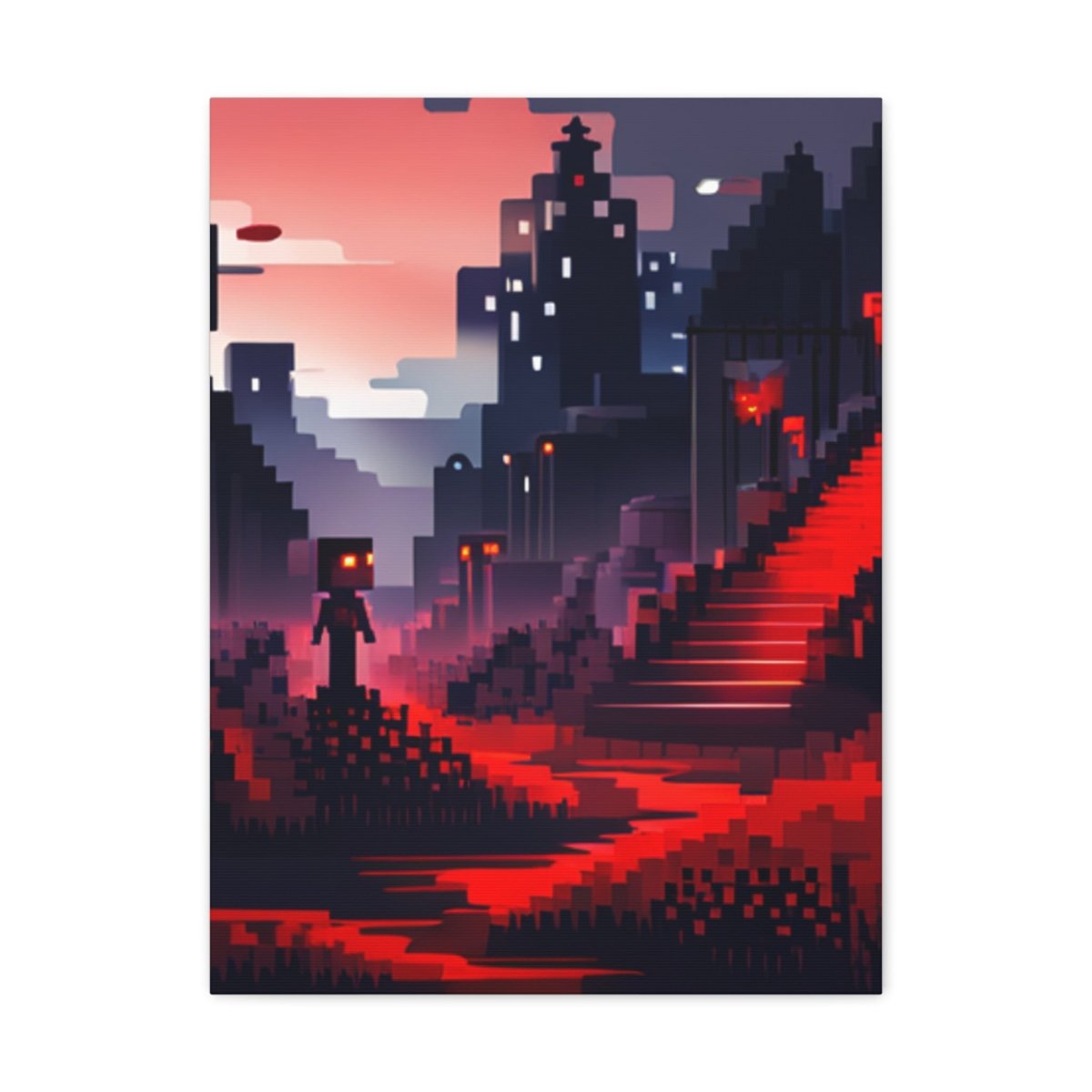 Red Creepy Castle Canvas Poster - Elegant Deer