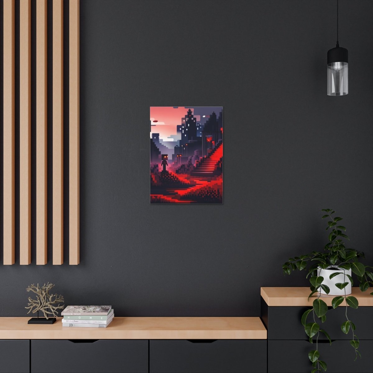 Red Creepy Castle Canvas Poster - Elegant Deer