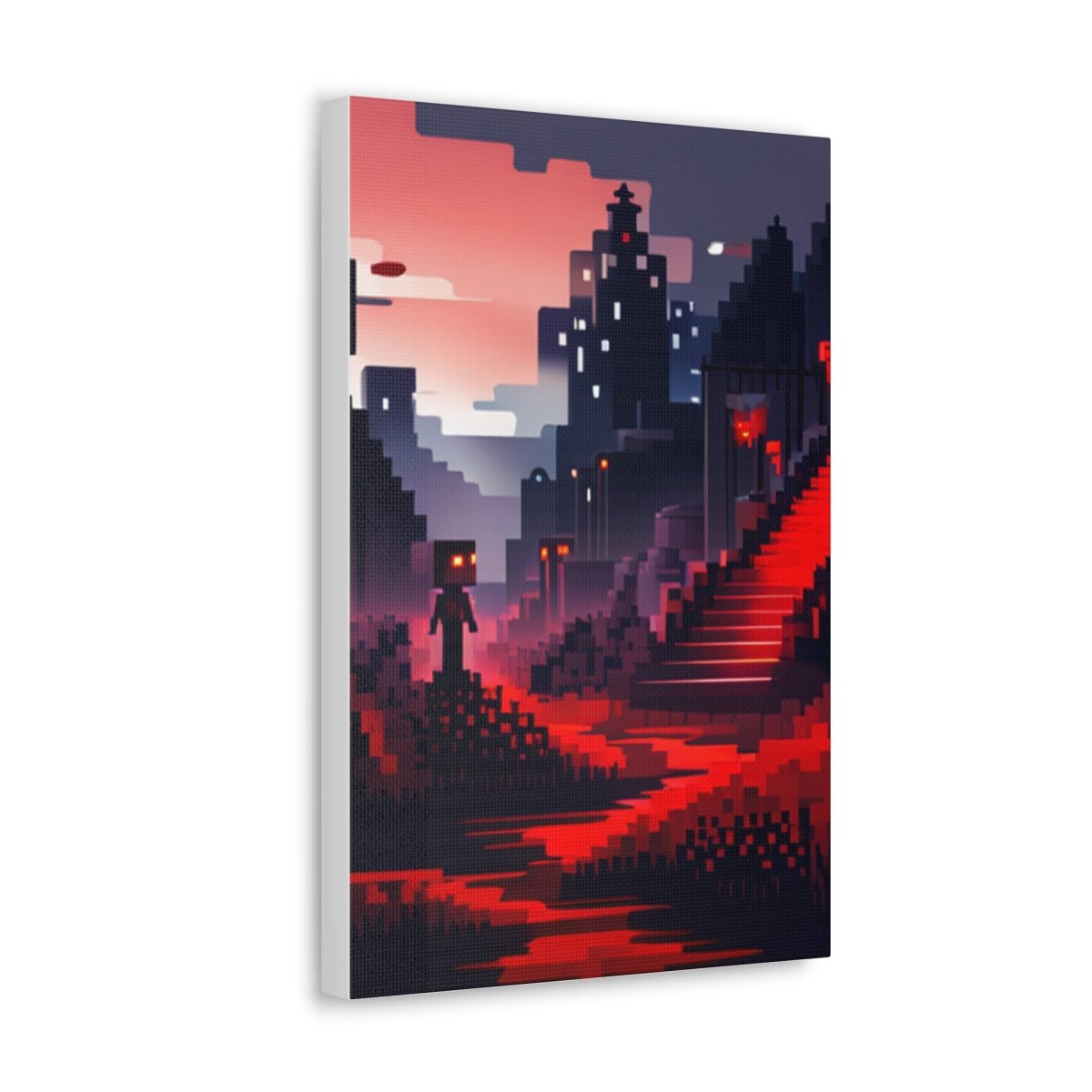 Red Creepy Castle Canvas Poster - Elegant Deer