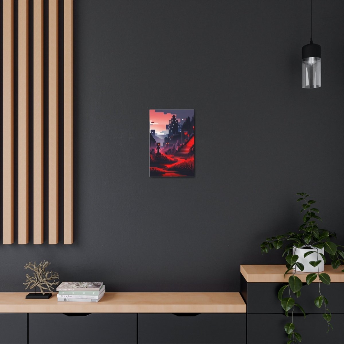 Red Creepy Castle Canvas Poster - Elegant Deer