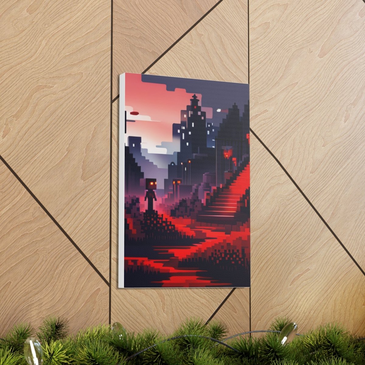 Red Creepy Castle Canvas Poster - Elegant Deer