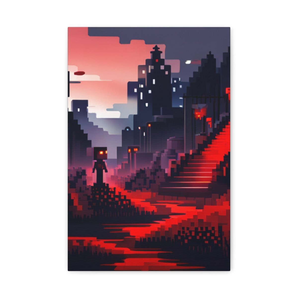 Red Creepy Castle Canvas Poster - Elegant Deer