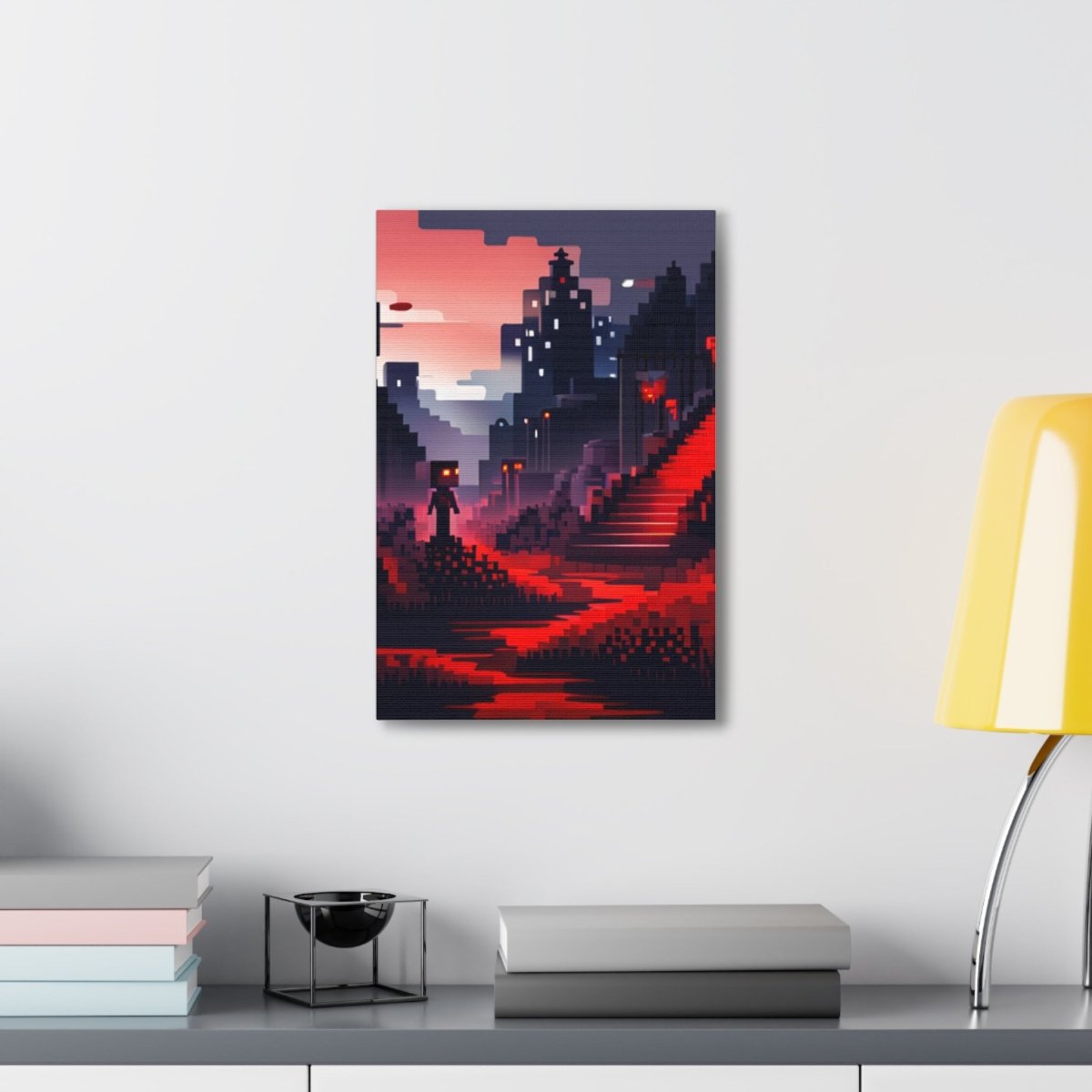 Red Creepy Castle Canvas Poster - Elegant Deer