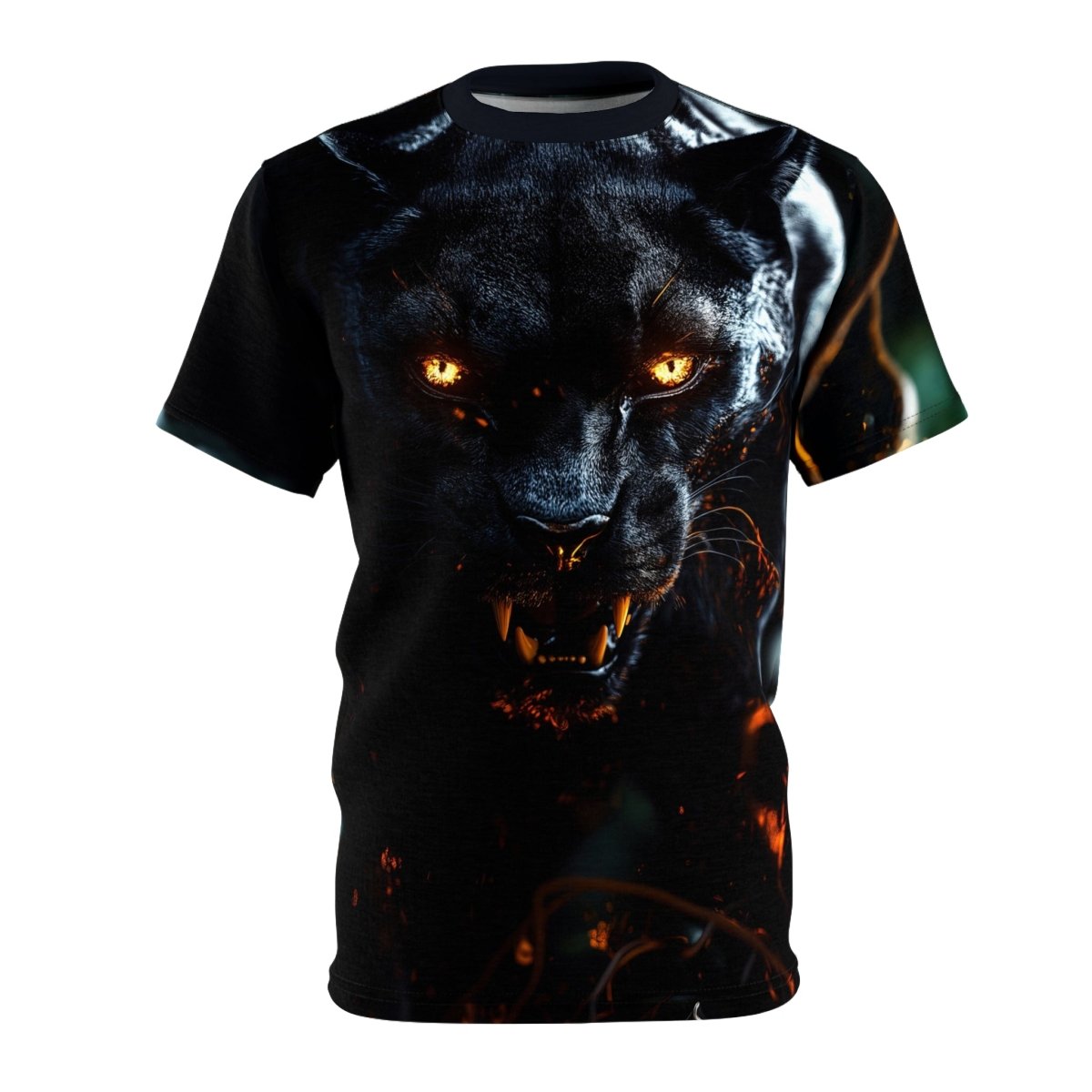 Shadow Stalker: Black Panther AOP T-Shirt - Elegant Deer