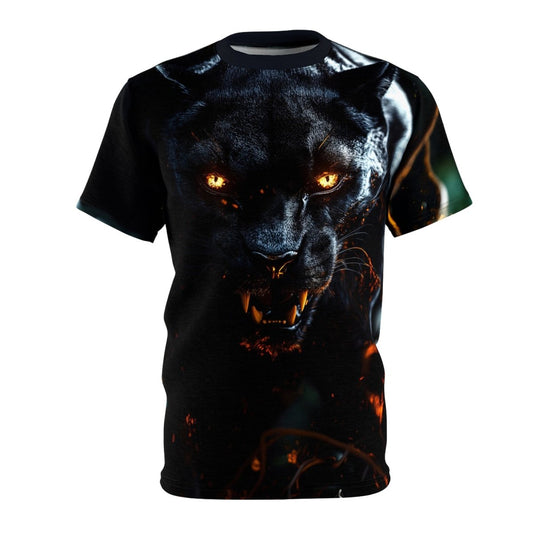 Shadow Stalker: Black Panther AOP T-Shirt - Elegant Deer