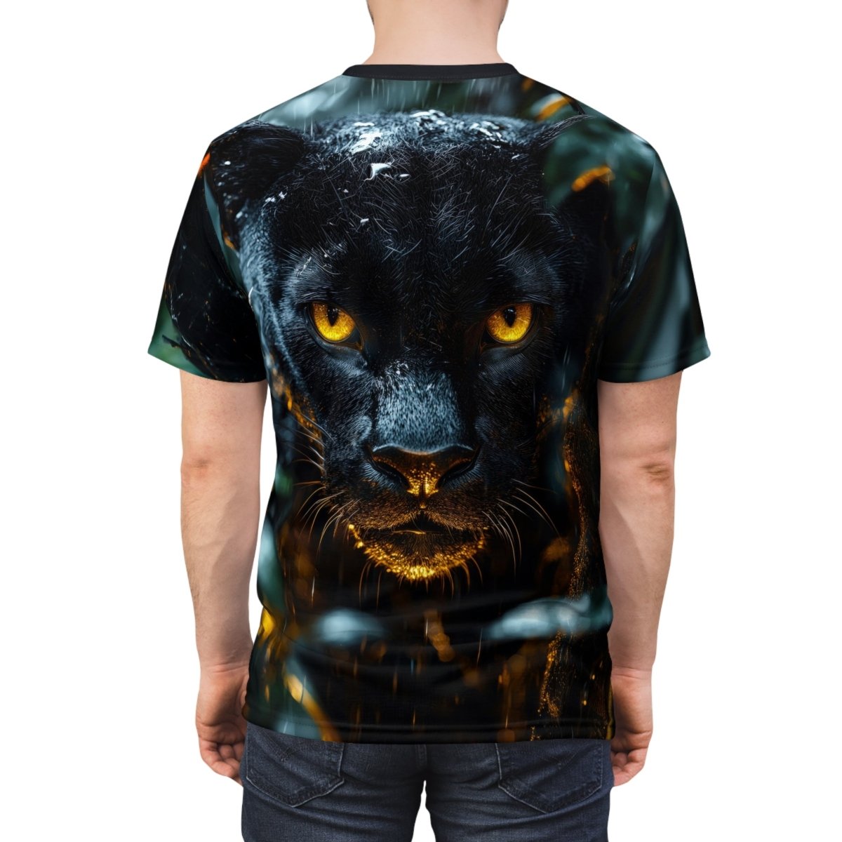 Shadow Stalker: Black Panther AOP T-Shirt - Elegant Deer