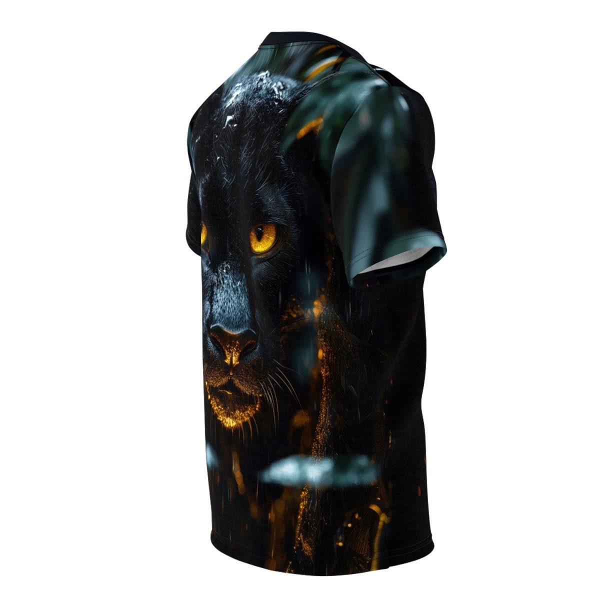 Shadow Stalker: Black Panther AOP T-Shirt - Elegant Deer