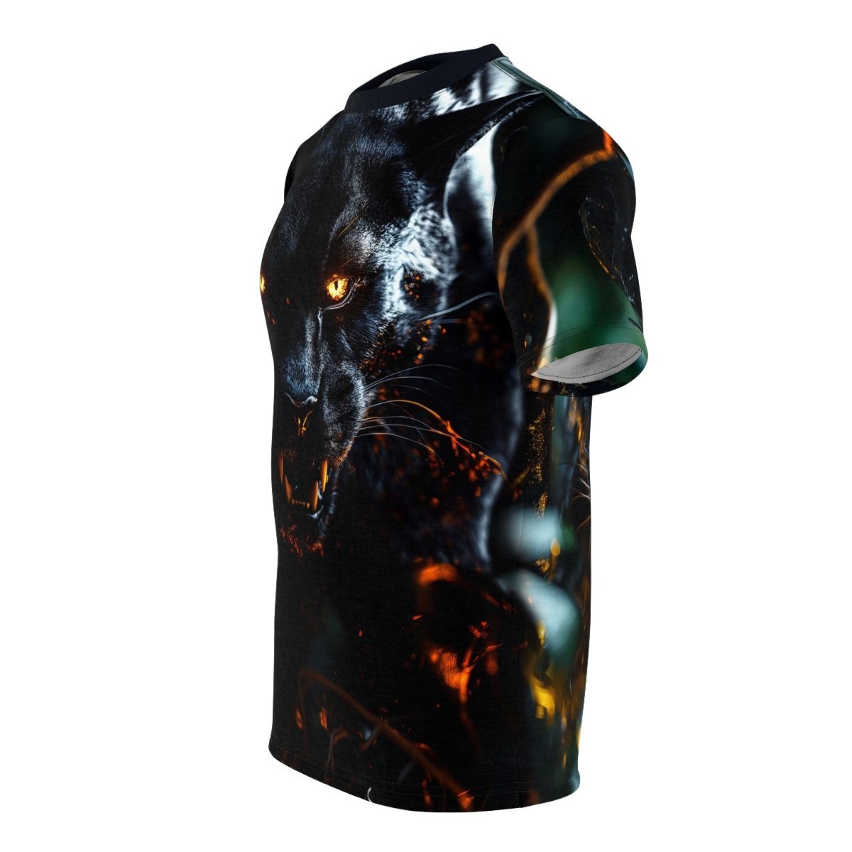 Shadow Stalker: Black Panther AOP T-Shirt - Elegant Deer
