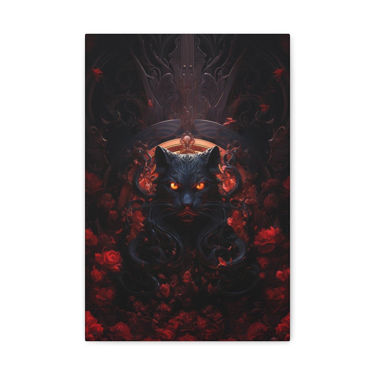 Sureal Rose Red Cat Canvas Poster - Elegant Deer