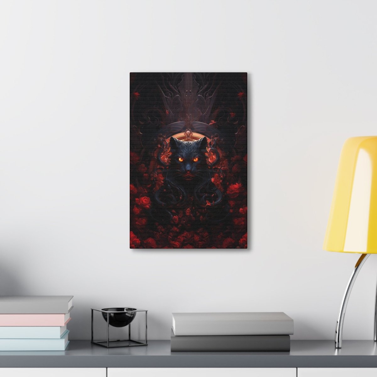 Sureal Rose Red Cat Canvas Poster - Elegant Deer