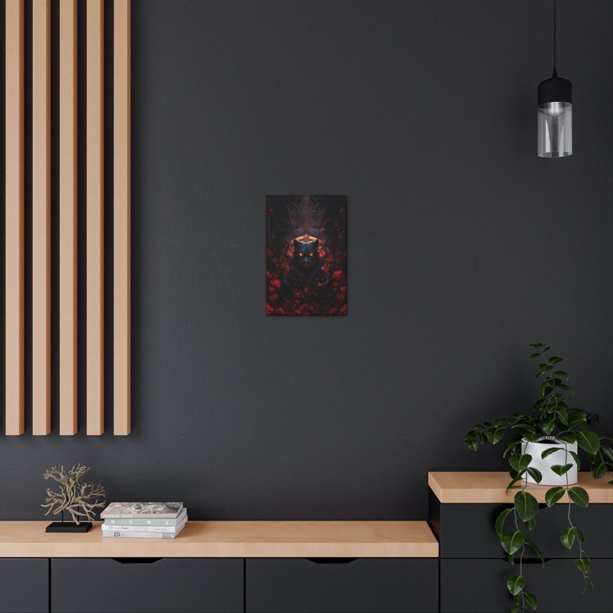 Sureal Rose Red Cat Canvas Poster - Elegant Deer
