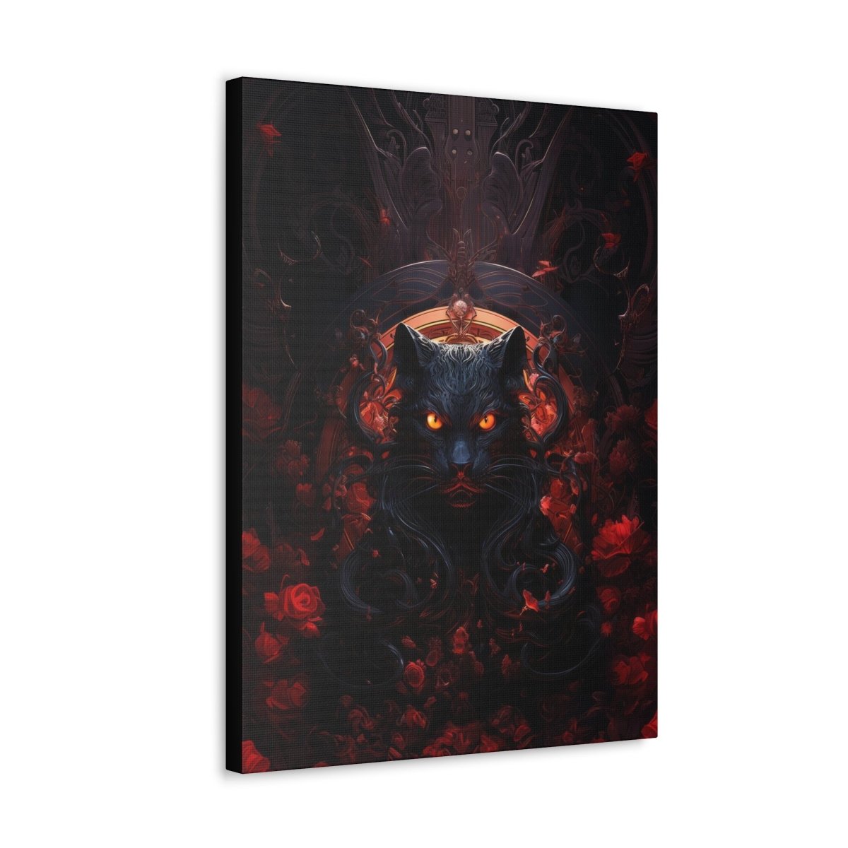 Sureal Rose Red Cat Canvas Poster - Elegant Deer