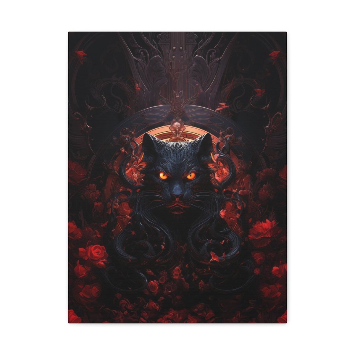 Sureal Rose Red Cat Canvas Poster - Elegant Deer