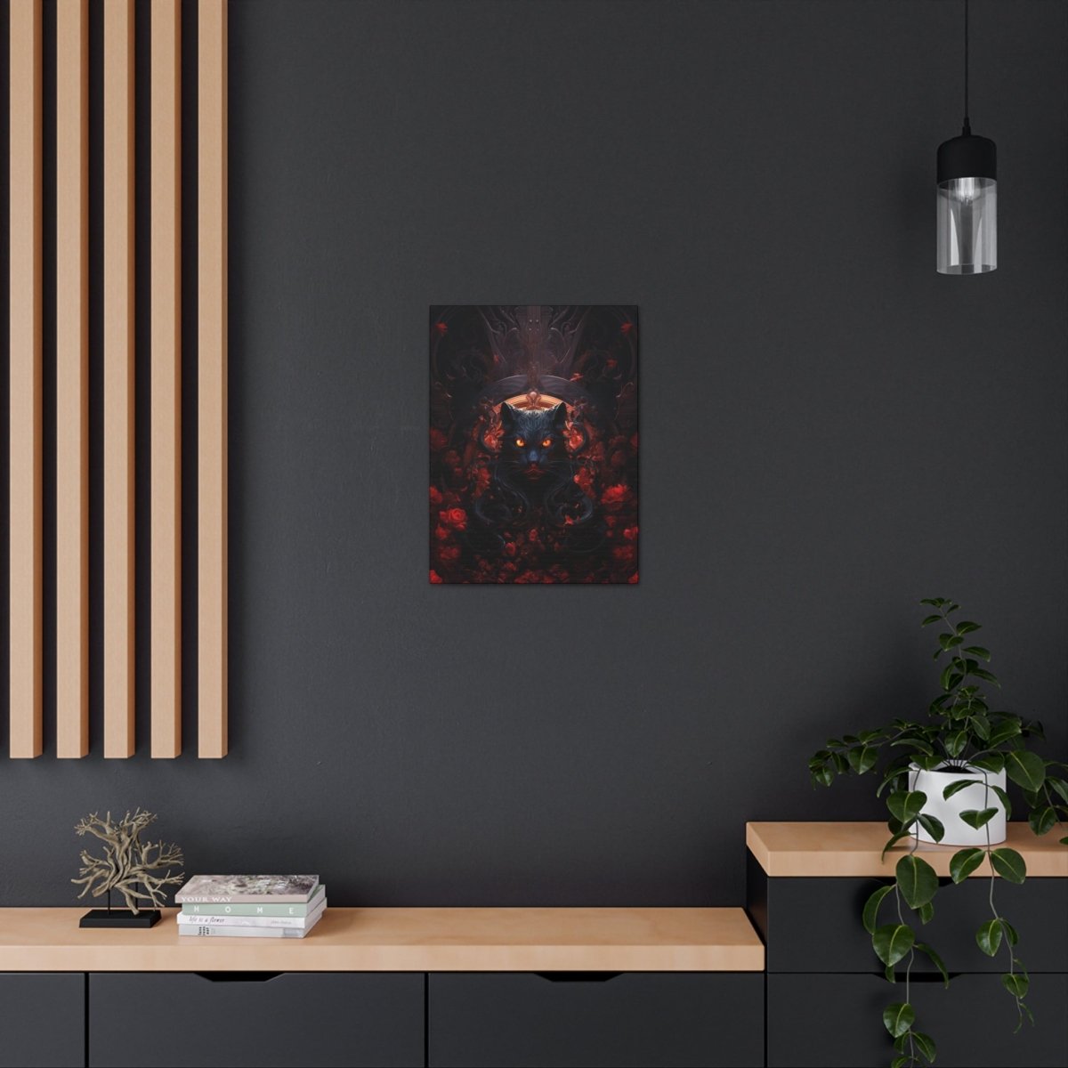 Sureal Rose Red Cat Canvas Poster - Elegant Deer