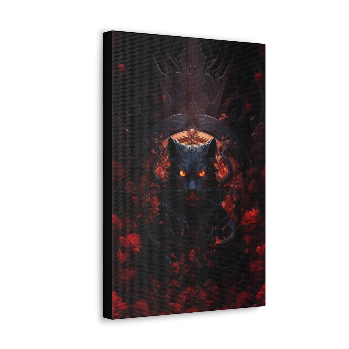 Sureal Rose Red Cat Canvas Poster - Elegant Deer