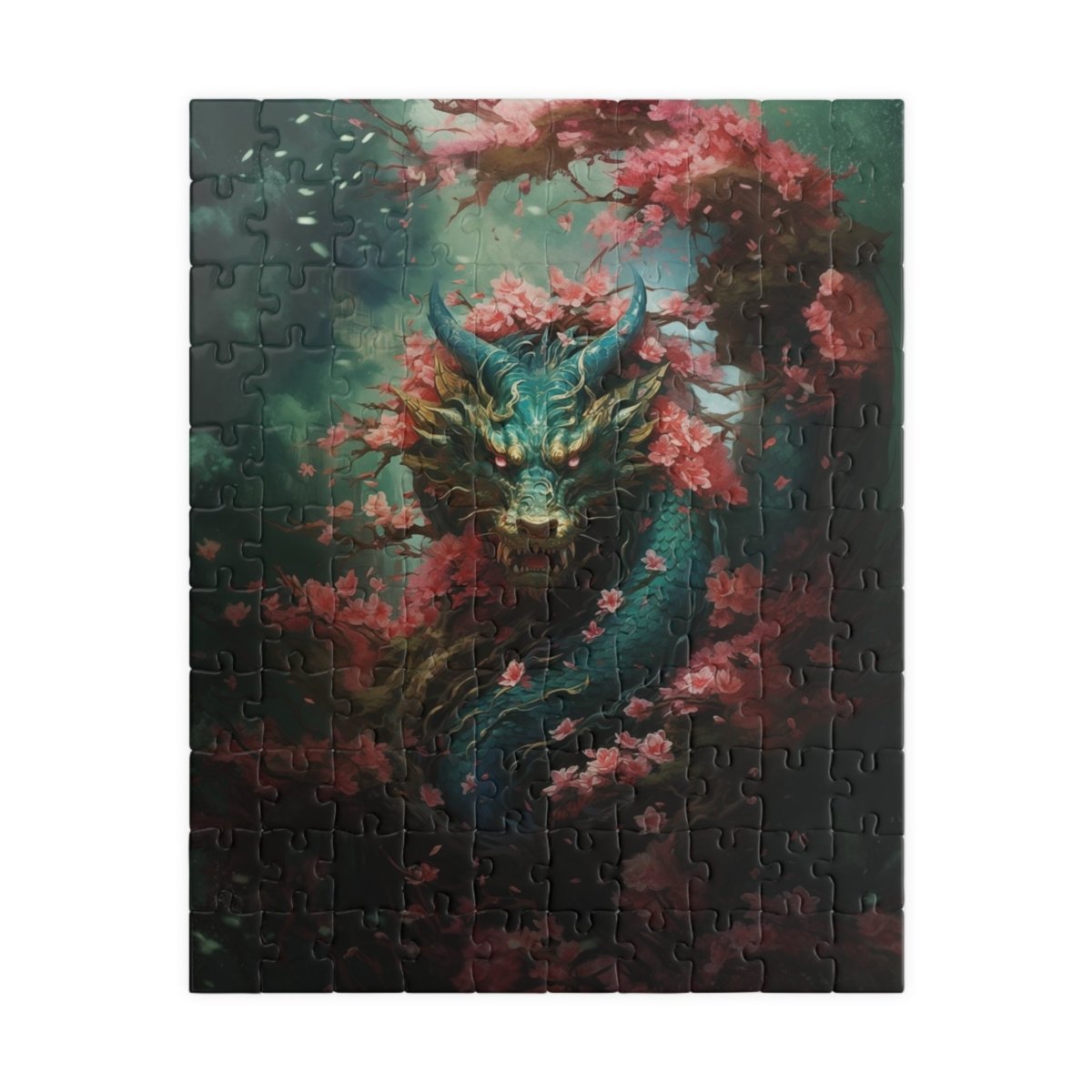 Turquoise Dragon in the Flowers jigsaw puzzle - Elegant Deer