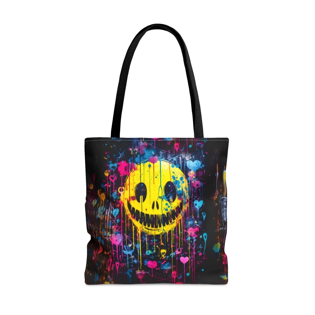Urban Chaos: Graffiti Smiley Tote Bag - Elegant Deer