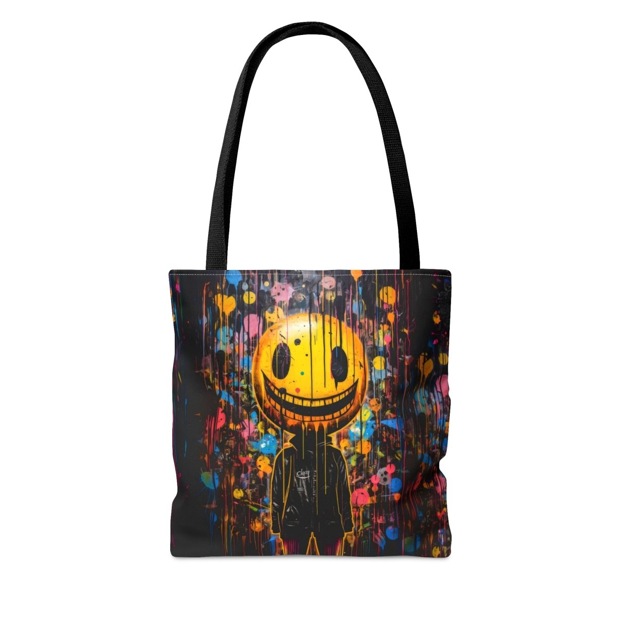 Urban Chaos: Graffiti Smiley Tote Bag - Elegant Deer
