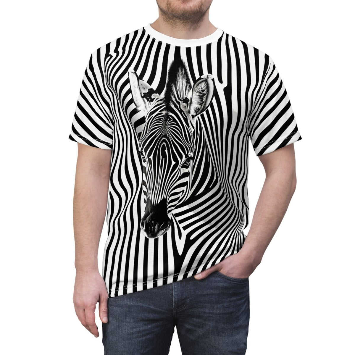 Zebra Illusion T-Shirt (AOP) - Elegant Deer